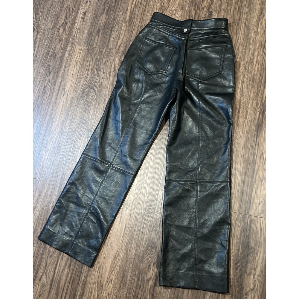 Nanushka Leather Fiber High-Rise Straight-Leg Pants Color Black Size S